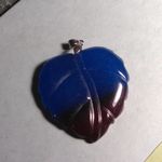 Large Quartz Leaf Pendant in Stainless Steel Blue Photo 8