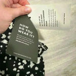 Who What Wear NWT  Ruffle High Neck Short Sleeve Black White Shift Dress Size S Photo 3