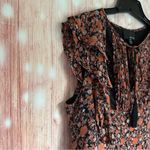 Greylin  Orange Fall Floral Black Tassel Tie Boho Blouse Photo 6