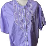 Bob Mackie  Purple Short Sleeve Button Down Shirt wearable art size 3x Photo 2