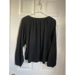 Pact  Sea Salt Josie Poet Sleeve Blouse Top Women S Organic Cotton Linen Black Photo 3