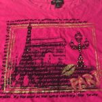 Guess boxy crop top Paris scene pink and black small Photo 1