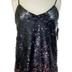 1. State New Sequin Cami Top Dramatic Pause small V-Neck black burgundy camisole Photo 11