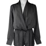 superdown Revolve x  Silk Satin Long Sleeve Cutout Faux Wrap Romper Jumpsuit XS Photo 0