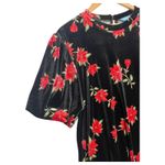 Draper James Dress Womens 2XL Black Red Floral Velvet Bubble Sleeve Cocktail Photo 6