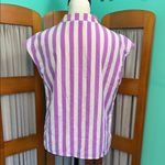 SheIn Cap Sleeve Blouse in White and Purple stripes Photo 8