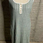 Amazon  Green White Sleeveless Striped ScoopNeck Henley Dress‎ Size Medium Photo 0