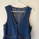 Womens Dark Wash‎ Denim Vest Sleeveless Jean Button Up Braided Pockets S Western Blue Photo 1