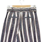 Banana Republic  Blake Linen Cropped Pants Size 4 Wide Leg Gray White Tan Stripe Photo 6