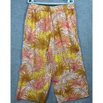 Tahari Womens Tropical Print Linen Pants XL Yellow & Pink Photo 3