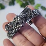 Oxidized Silver Pave Smokey CZ Crystal Belt Bracelet Photo 5