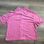 Barbie Top Womens Terry Cloth Button Up Short Sleeve Crop Halloween Size S NWOT Pink Photo 2