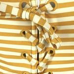 Gap | XL | Yellow & Cream Striped Lace-Up Front Deep-V Back One Piece Swimsuit Photo 2