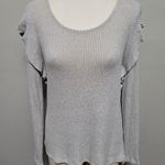 Lucky Brand  heather gray ribbed ruffle top size large Photo 1