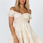 Princess Polly  Daniela Mini Dress Size 2 Beige Fit & Flare Ruffle Bridal NWT Photo 0