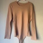 Nuuds Long Sleeve Ribbed Crewneck Bodysuit Nude Cinnamon Tan Size L Photo 4