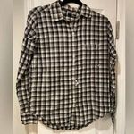 Roxy Women’s Black Cream Plaid Flannel Shirt Double Button Triangle Flap Size XS Photo 0