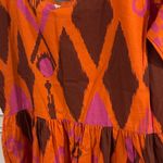 Bold Geometric Orange and Pink Midi Dress Photo 2