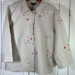 Leslie Fay Vtg Leslie‎ Fay Blouse Women’s 16 Floral Embroidered Linen Blend Top Photo 0
