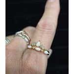 Boutique NEW Beautiful Chevron Opal Synthetic Diamond Ring, Pretty Pearl Ring, Size 6 Photo 7