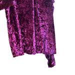 Umgee Top Womens Large Burgundy Crushed Velvet Ruffle Cold Shoulder Blouse Photo 3