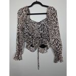 Bar III  animal print metallic striped ruched crop top Medium Photo 1