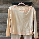 Free People  Chill Evening Knit Pajama Set in Ivory combo Size Medium NWT Photo 3