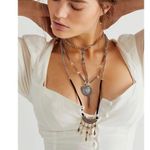 Free People Can't Stand The Rain Layered Necklace NWT Bohemian Charm Suede Chain Photo 11