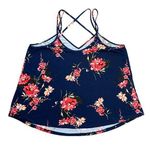 PaperMoon Basima Strappy Back Detail Knit Tank Top XXL Navy Pink Floral Photo 0