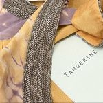 Tangerine Double Scoop Neck Beaded 100% Silk Top S Photo 8