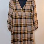 ZARA Long Sleeve Plaid Midi Dress Photo 0