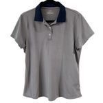 Vineyard Vines  Performance Shirt Womens L Gray Navy Blue Polo Short Sleeve Photo 0