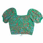 525 America 525 Green Garden Floral Print Puff Sleeve Blouse Womens L Photo 6