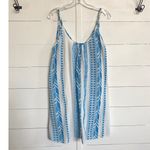 Elan Womens White Blue Geometric Print Halter Neck Mini Dress Beach Cover Up XL Photo 8