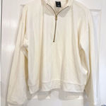 Avia  Womens‎ Quarter Zip Pullover Sweatshirt Cream Size M Athletic Casual Photo 0
