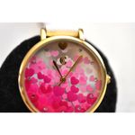 Charming Charlie  Floating Hearts White Leather Band Gold Tone New Battery Watch Photo 2