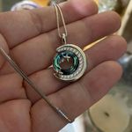 Moon & Star Blue Green Austrian Crystal Necklace Blue Photo 0