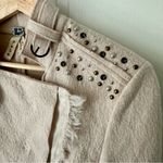We The Free  Ivory Wool Moto Jacket Beaded Brass Boho Free People Size S Photo 3
