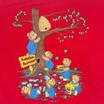 Vintage Teddy Bear‎ Sweatshirt Collared Neck Whimsical Honey Bear Graphics XXL Red Photo 1