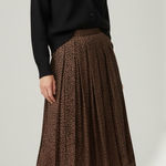 Pierre Cardin  Vintage Women’s Pleated A-Line Rayon Skirt Brown Printed 8 Photo 0