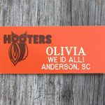 Hooters  Girl Uniform Name Tag “Olivia” Halloween Photo 0