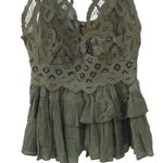 Free People NWT Womens medium olive sparrow green Adella lace cross strap Cami Photo 5
