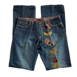 Bebe Bootcut Jeans size M Floral Appliqués Photo 7
