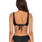 Becca  Women’s Standard Fine Line Scoop Bikini Top Black Size M Ribbed Resort Photo 2