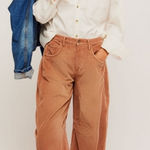 Free People Good Luck Cord Barrel Jeans Tan Brown Neutral Size 26 Corduroy Photo 0