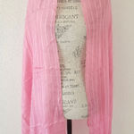 Charter Club  Pink Silk Fringed Striped Large Scarf Wrap Photo 0