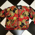After All Vintage 80s 90s Woman Zip Up Windbreaker Jacket Baroque Paisley Chain Photo 0