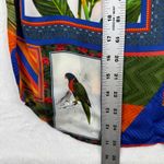 Ecru  Womens Small‎ Button Down Shirt Colorful Tropical Bird Floral Print Photo 3