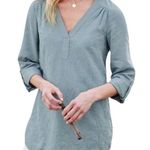 Soft Surroundings Women Lillith Embroidered Linen Tunic Top Size Lp Blue Office Photo 0