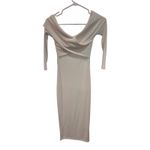 Pinklicious White Off Shoulder Long Sleeve Twist Front Midi Dress Size S Photo 5